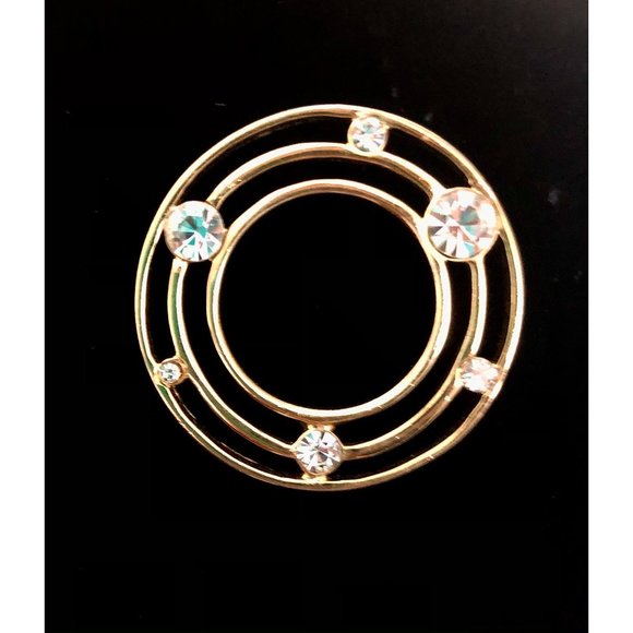 Vintage Monet Signed Mid Century Modern Rhinestone Circle Brooch - Picture 4 of 4